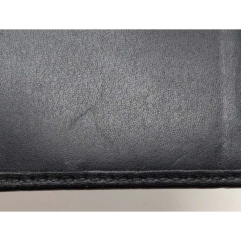 Coach Checkbook Cover Wallet Bi-Fold Soft Leather Pen Holder Black